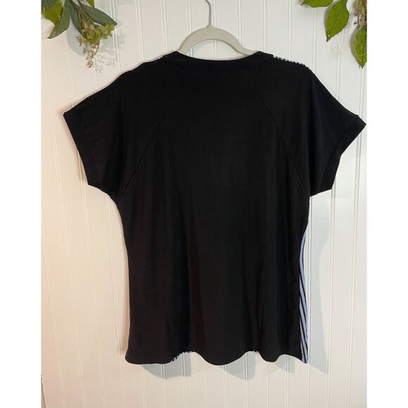 Adele & May Striped Black & White Short Sleeve Blouse Size L - Picture 2 of 10